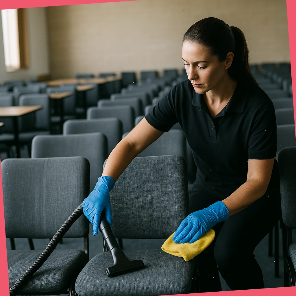 Row seating refresh with vacuum lines and touch-point cleaning